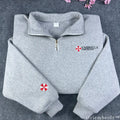 Resident Evil Umbrella Corporation Embroidered Quarter Zip Pullover – Gamer Sweatshirt
