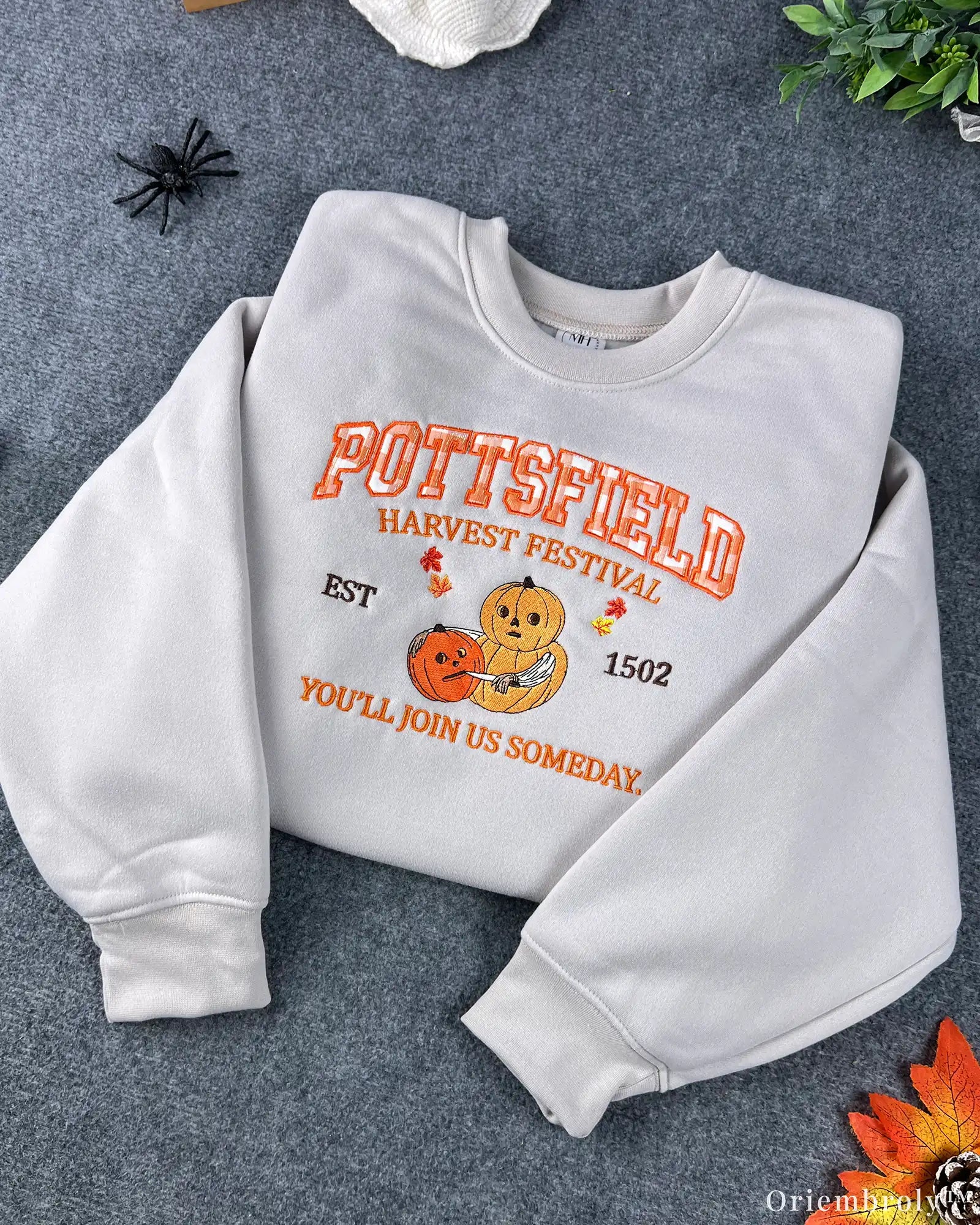 Pumpkin Harvest Festival Embroidered Crewneck Sweatshirt, Vintage Halloween Autumn Design