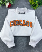Chicago Polka Dot Varsity Applique Mock-Neck Sweatshirt