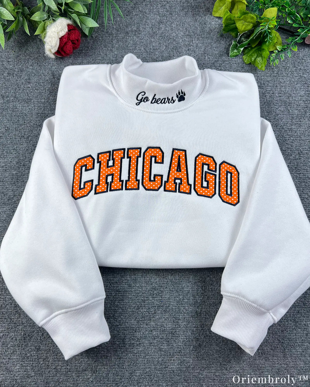 Chicago Polka Dot Varsity Applique Mock-Neck Sweatshirt