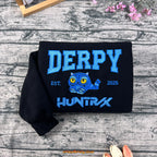 Derpy Huntrx Embroidered Sweatshirt, Derpy Cat Sweater EST. 2025, Funny Embroidery Unisex Pullover
