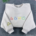 Minimalist Pokemon Kanto Starters Embroidered Sweatshirt – Pikachu Anime Cream Crewneck
