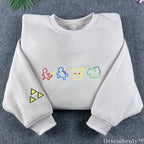 Minimalist Pokemon Kanto Starters Embroidered Sweatshirt – Pikachu Anime Cream Crewneck