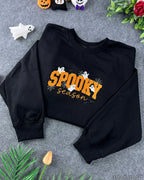 Spooky Season Embroidered Crewneck – Cute Ghost Halloween Sweatshirt
