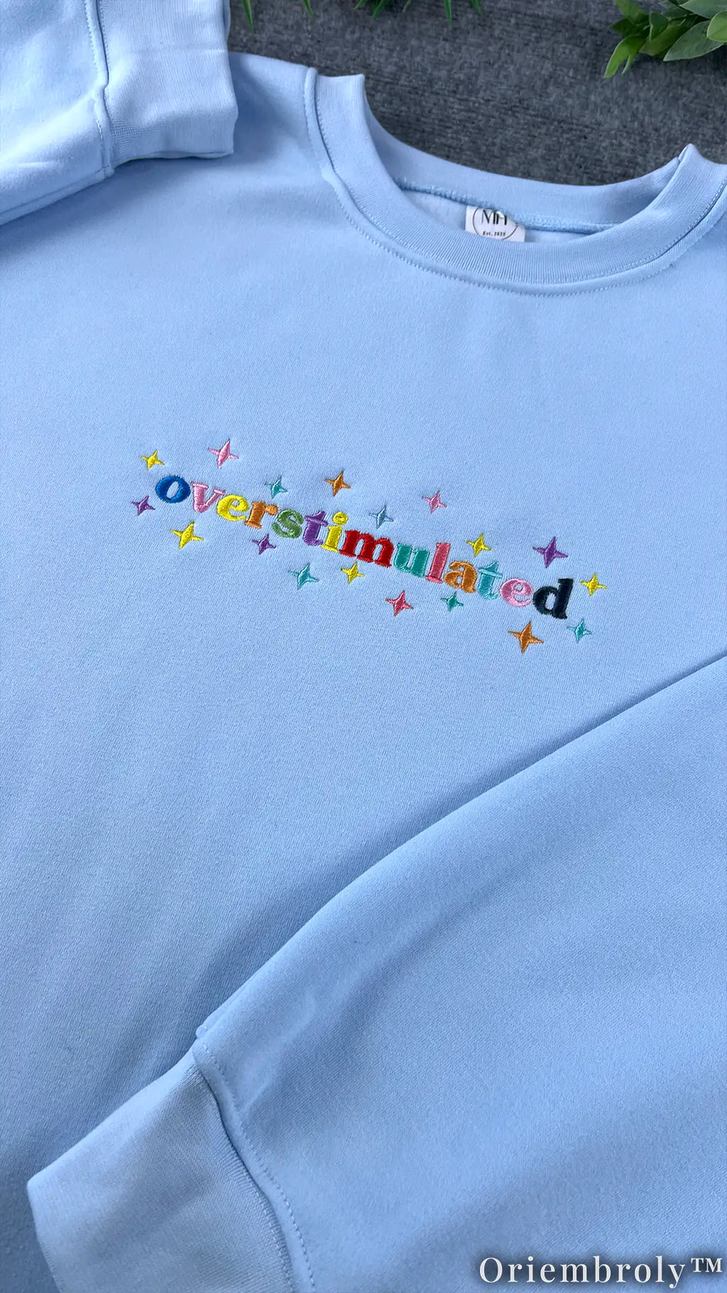 Overstimulated Embroidered Sweatshirt | Minimalist Unisex Fleece Crewneck