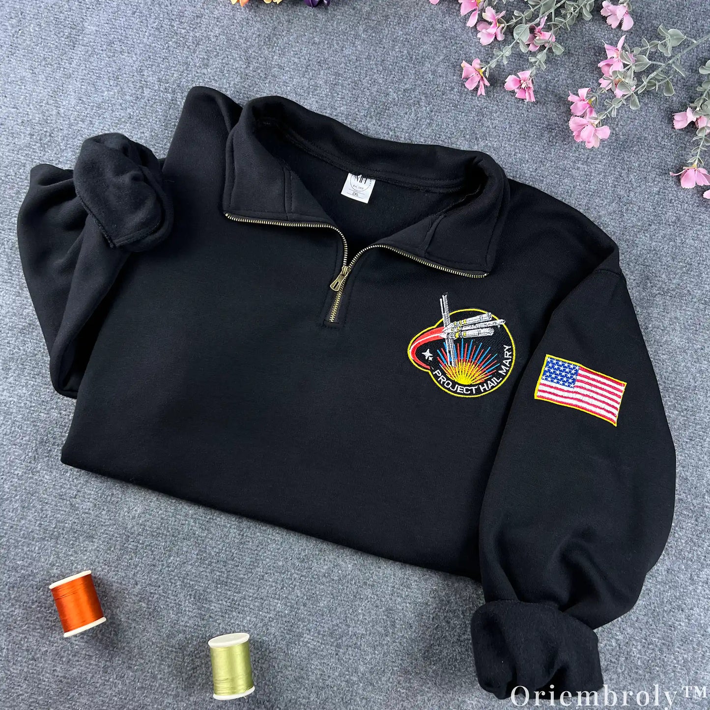 Project Hail Mary Embroidered Quarter Zip – NASA Style Mission Patch Sci-Fi Pullover