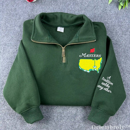 Masters Golf Embroidered Quarter Zip – Vintage Golf Pullover, Old Money Style