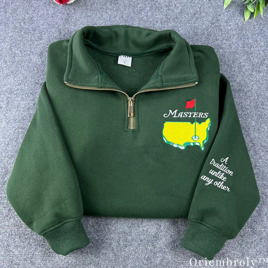 Masters Golf Embroidered Quarter Zip – Vintage Golf Pullover, Old Money Style