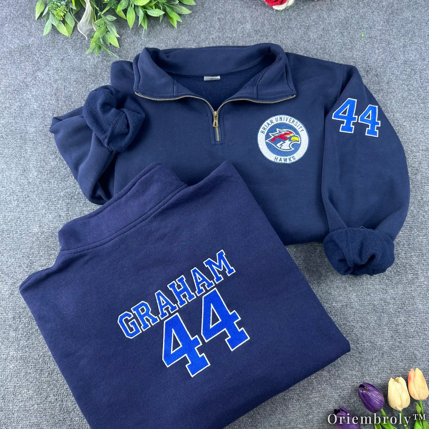 Briar University Hawks Embroidered Sweatshirt – Off Campus Hockey Varsity Crewneck