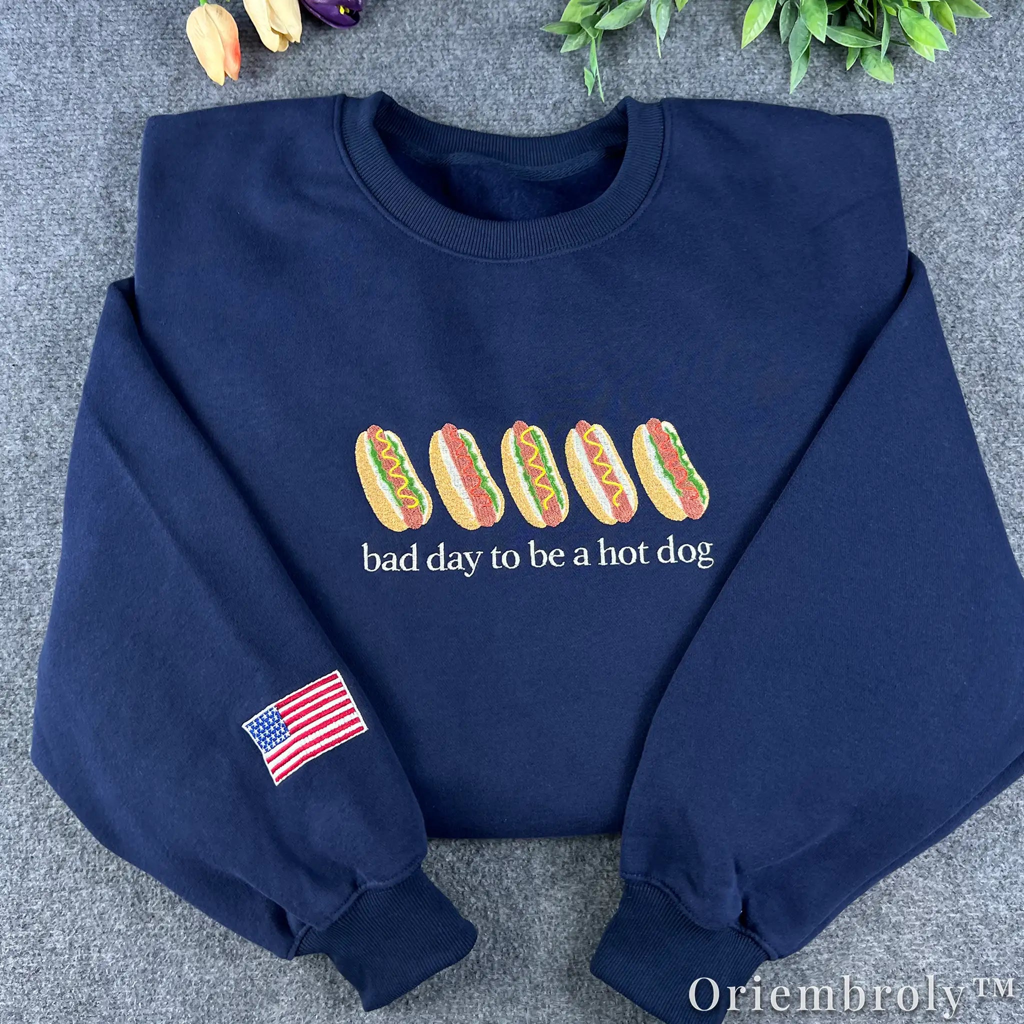 Bad Day To Be A Hot Dog Embroidered Sweatshirt – Funny Americana Crewneck
