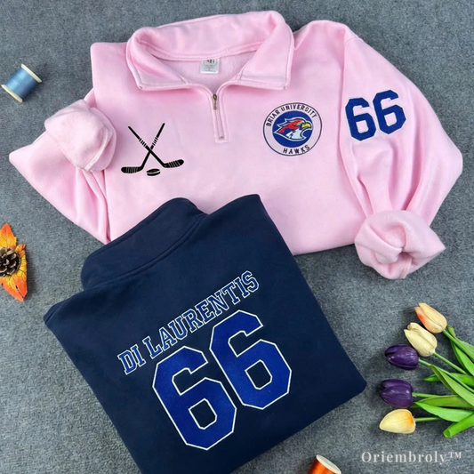 Briar University Hawks Quarter Zip Sweatshirt – Di Laurentis 66 Hockey Pullover