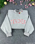 Teacher Gingham Plaid Varsity Applique Mock-Neck Sweatshirt