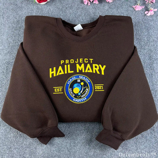 Minimal Space Mission Patch Embroidered Sweatshirt