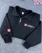 Resident Evil Umbrella Corporation Embroidered Quarter Zip Pullover – Gamer Sweatshirt