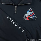 NASA Artemis II Embroidered Quarter Zip – Space Mission Pullover Sweatshirt