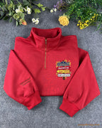 Stars Hollow Directional Signpost Embroidered Red and Black Crewneck Sweatshirt