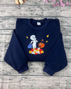 Cute Spooky Pumpkin Embroidery Sweatshirt – Autumn Halloween Merch