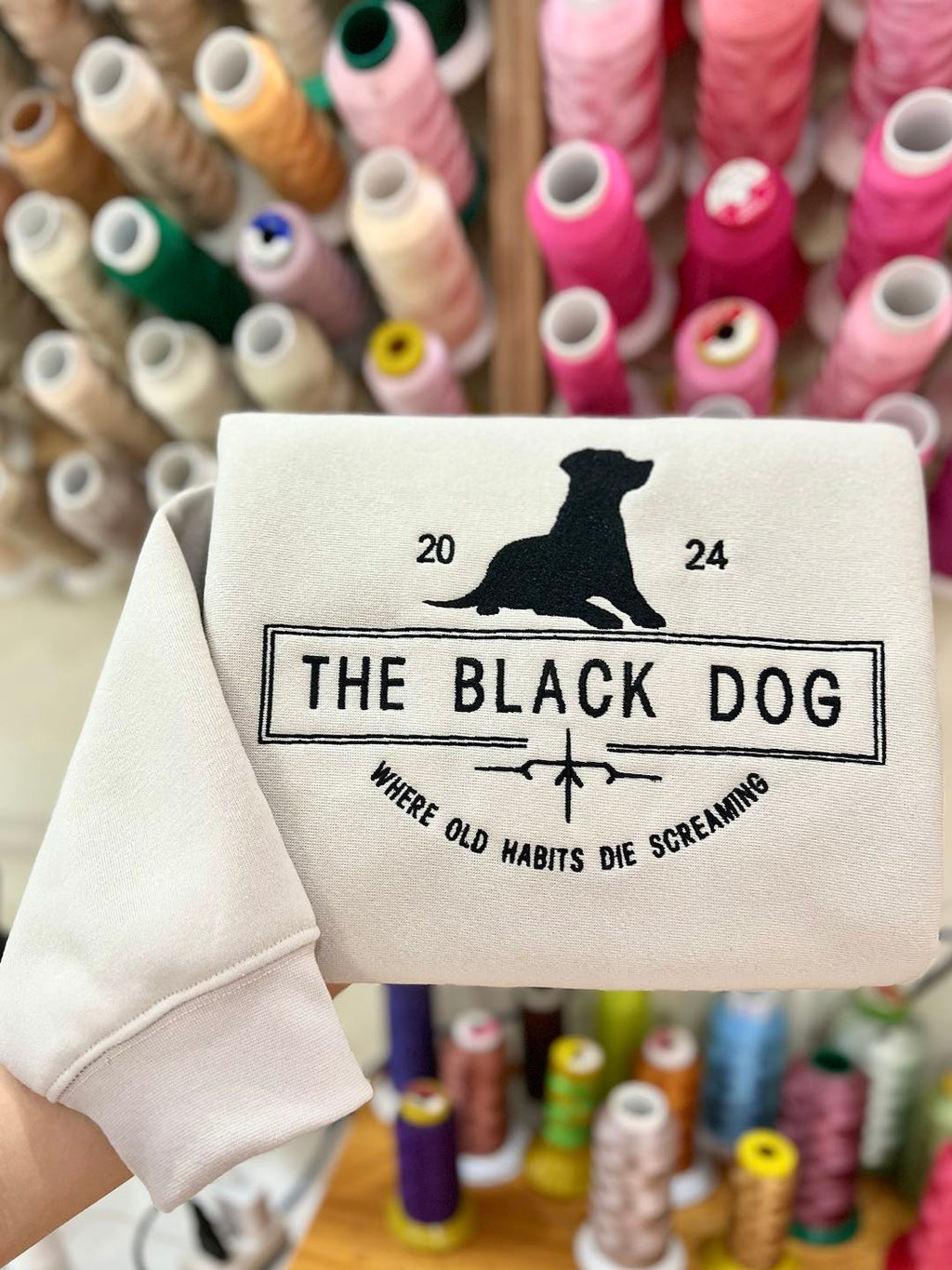 The Black Dog Tortured Poets Department Embroidered Sweatshirt