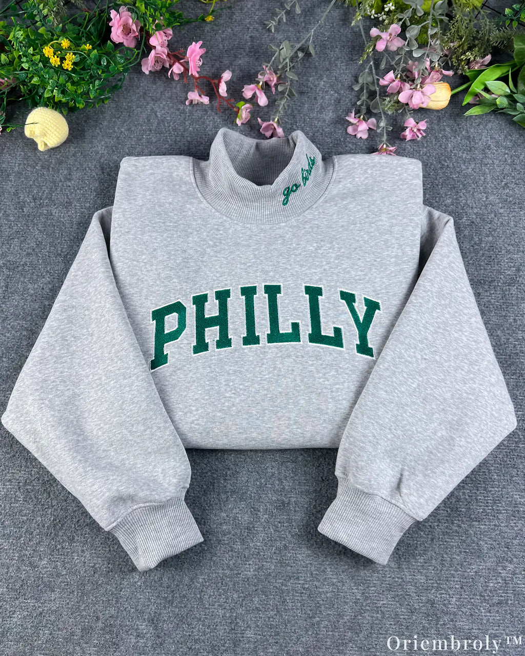 Go Birds Philly Varsity Applique Embroidered Mock Neck Sweatshirt