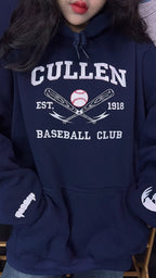 Cullen Baseball Embroidered Sweatshirt | Twilight Inspired Vampire Sweatshirt | Team Edward, Team Jacob | Vampire Fang Sleeve Detail