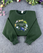 Go With The Flow Marine Life Sea Turtle Dolphin Embroidered Navy Sweatshirt