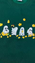 Summerween Ghost Embroidered Sweatshirt – Custom Halloween Spooky Leaves Shirt, Fall Autumn Vibes Sweater