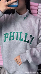 Go Birds Philly Varsity Applique Embroidered Mock Neck Sweatshirt