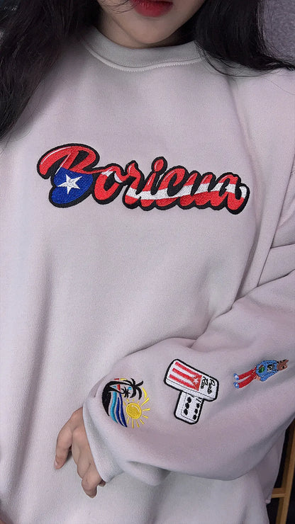 Boricua Embroidered Sweatshirt – Puerto Rican Heritage Crewneck, Cultural Pride Shirt, Island Roots Apparel