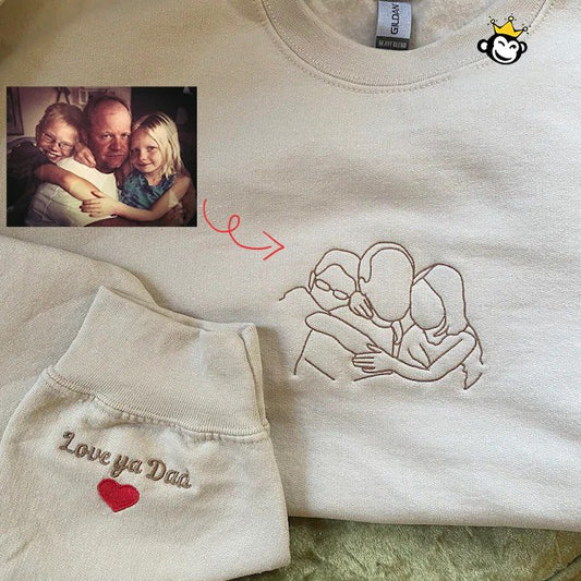 EMBROIDERED | Custom Portrait From photo, Outline Photo Sweatshirt,Custom Photo, Custom Portrait Sweats