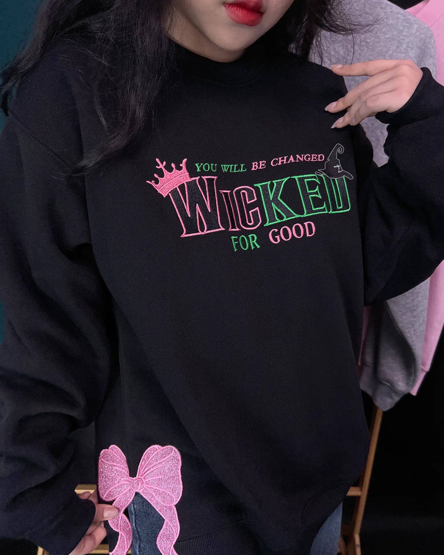Wicked Embroidered Hoodie | Wizard of Oz Fan Sweatshirt | Defy Gravity Magic Sweater