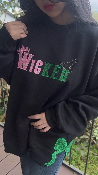 Wicked Embroidered Sweatshirt – Defy Gravity Applique, Glinda Good Witch Hoodie, Wizard of Oz Halloween Gift for Her