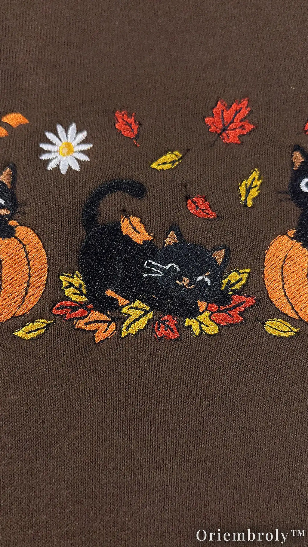 Spooky Season Black Cat Embroidered Sweatshirt – Cozy Fall Crewneck