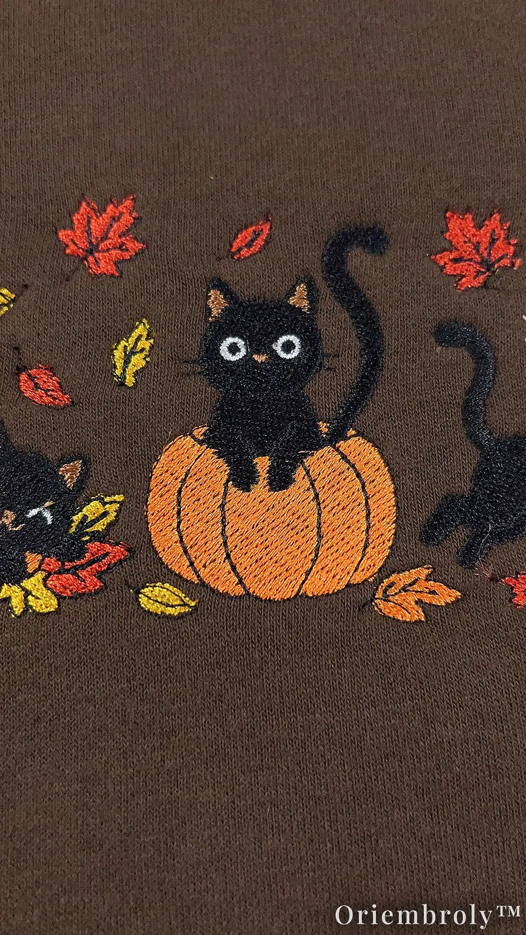 Spooky Season Black Cat Embroidered Sweatshirt – Cozy Fall Crewneck