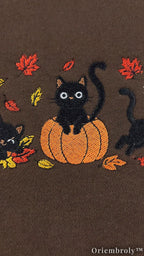 Spooky Season Black Cat Embroidered Sweatshirt – Cozy Fall Crewneck