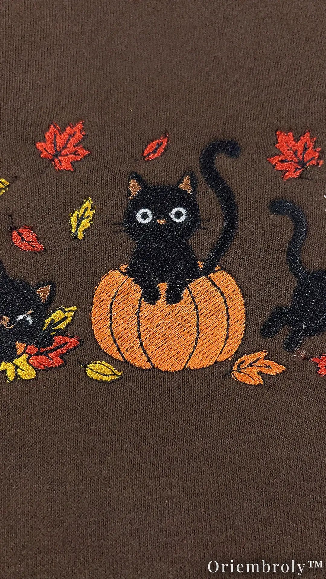 Spooky Season Black Cat Embroidered Sweatshirt – Cozy Fall Crewneck