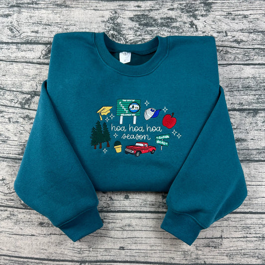 Hoa Hoa Hoa Season Embroidered Sweatshirt – Twilight-Inspired Cozy Fleece Blend