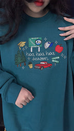 Hoa Hoa Hoa Season Embroidered Sweatshirt – Twilight-Inspired Cozy Fleece Blend