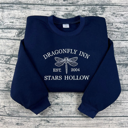 Dragonfly Inn Stars Hollow Embroidered Sweatshirt – Gilmore Girls Inspired Cozy Crewneck