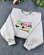 Bunch Of Hocus Pocus Witch Broom Embroidered Light Grey Sweatshirt