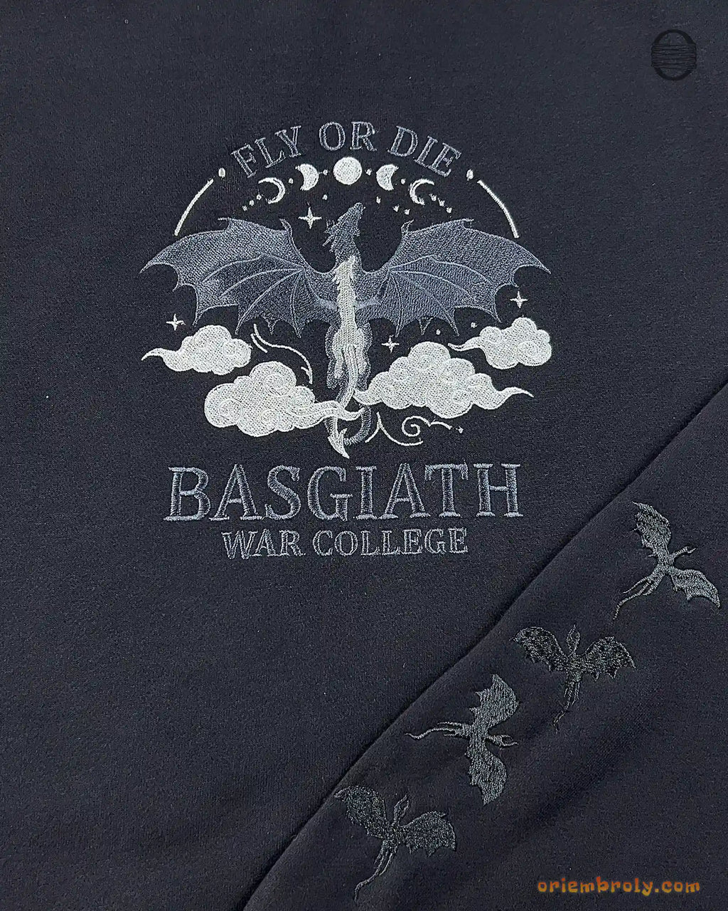 Fly Or Die Dragon Basgiath War College Embroidered Soft Pink Sweatshirt