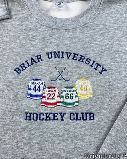 Briar University Hockey Club Embroidered Sweatshirt – Off Campus Bookish Crewneck