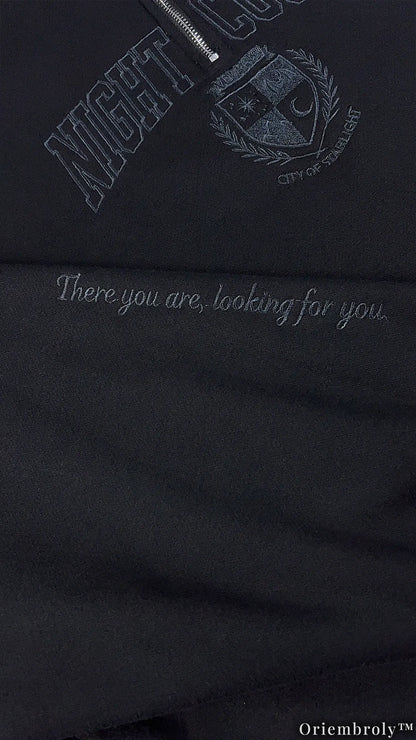 Night Court Velaris Embroidered Quarter Zip, ACOTAR Inspired Sweatshirt, City of Starlight Fantasy Pullover Crewneck