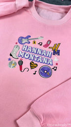 Hannah Montana Embroidered Sweatshirt – Y2K Vintage Pink Pop Star Crewneck