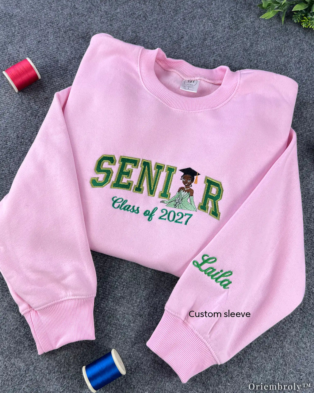 Personalized Senior 2027 Embroidered Sweatshirt – Custom Class of 2027 Graduation Crewneck, Name Sleeve Gift