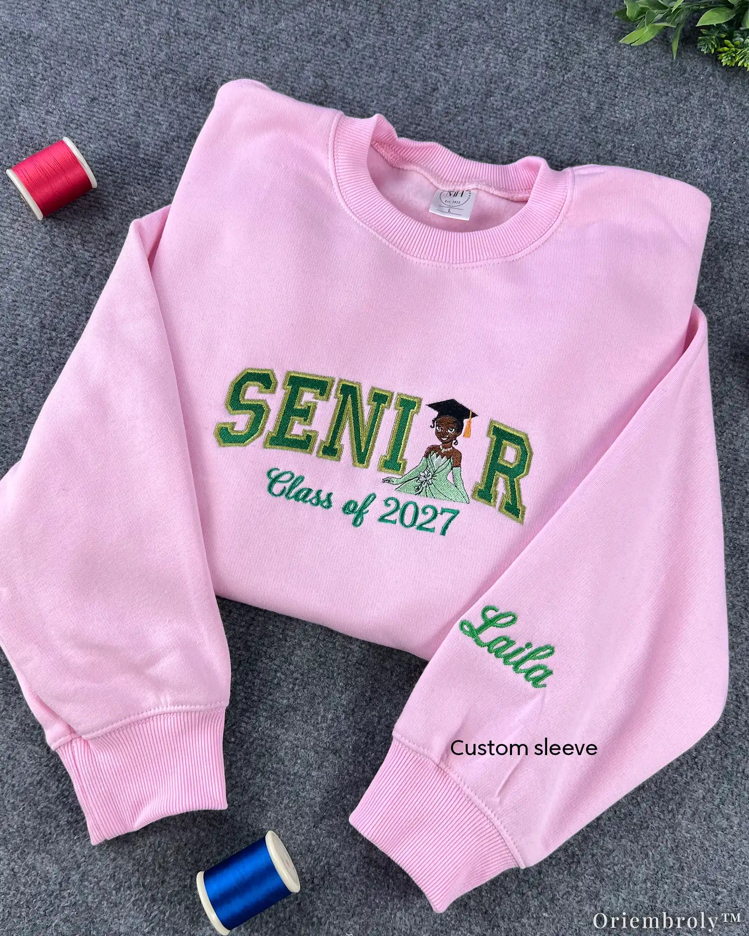 Personalized Senior 2027 Embroidered Sweatshirt – Custom Class of 2027 Graduation Crewneck, Name Sleeve Gift