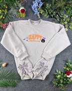 Happy Halloween Bows Embroidered Sand Crewneck Sweatshirt