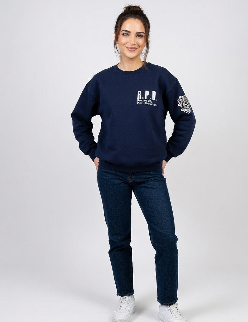 RPD Raccoon City Police Embroidered Sweatshirt – Vintage Gaming Crewneck