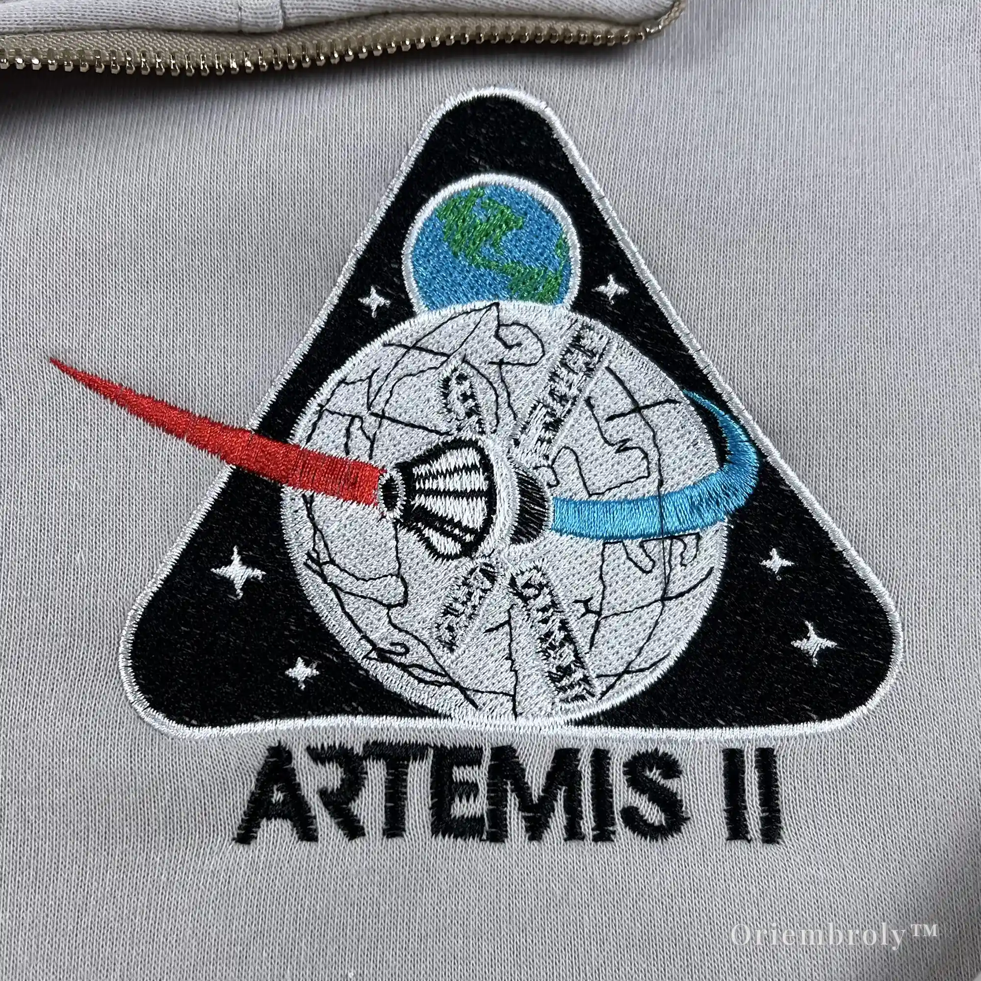NASA Artemis II Embroidered Quarter Zip – Space Mission Pullover Sweatshirt