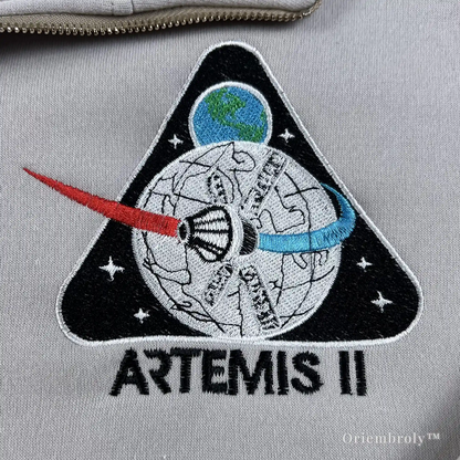 NASA Artemis II Embroidered Quarter Zip – Space Mission Pullover Sweatshirt