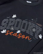 Matching Halloween Embroidered Sweatshirt Set for Family – Black Crewneck